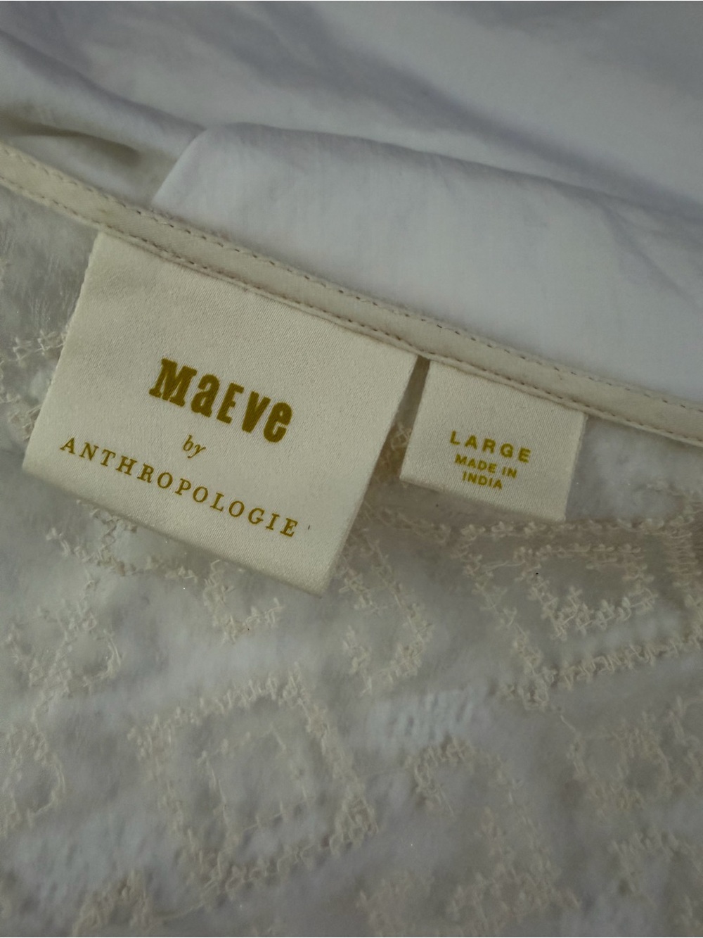 ANTHROPOLOGIE MAEVE San-Michel Lace Duster Dress Coverup Ivory White L - Picture 9 of 16